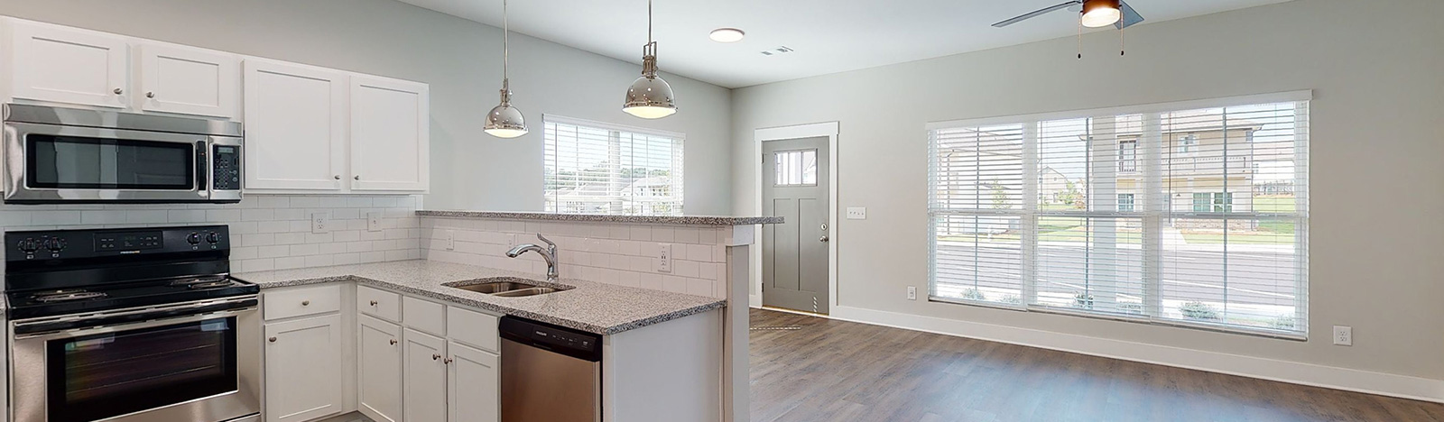 kitchen and living area