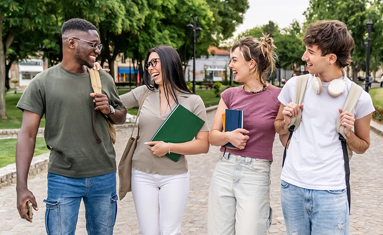 group of diverse college students